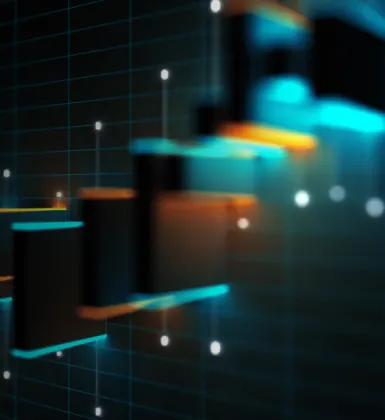graphic of chart indicating growth through secure digital infrastructure