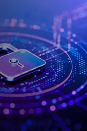 graphic of padlock indicating secure digital infrastructure