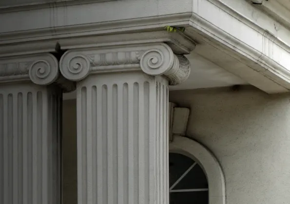 solid stately pillars of a beautiful building likely government