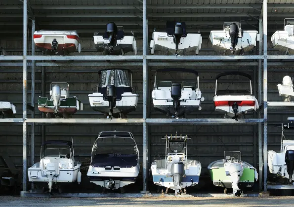 boats parked and stacked