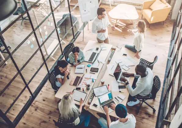 Colleagues working together in an office