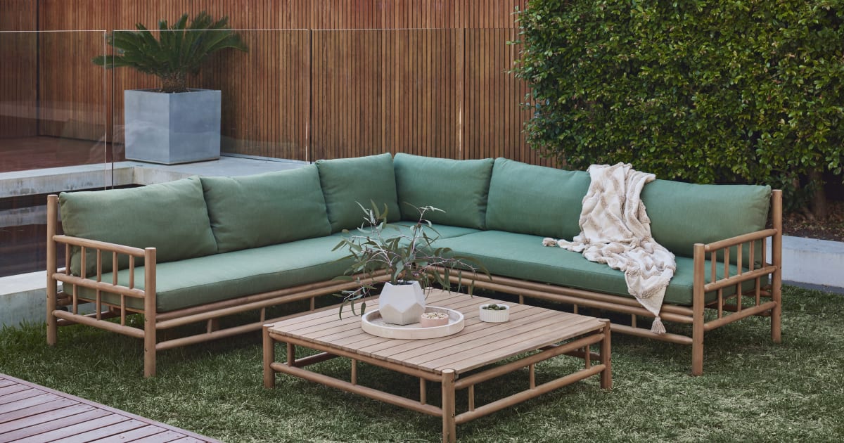 Costa Rica Acacia Outdoor Corner Lounge Stone Green