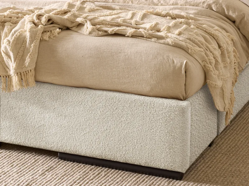 Amber Queen Bedroom Buddy Package | Bed + Mattress Bundle | Beige Waffle Fabric