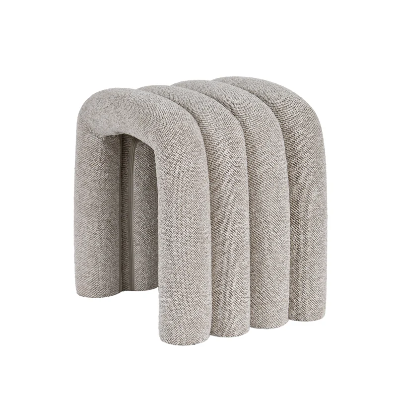 Arc Beige Fabric Ottoman