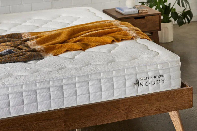 Arc King Single Bedroom Buddy Package | Bed + Mattress Bundle | Boucle Beige Fabric