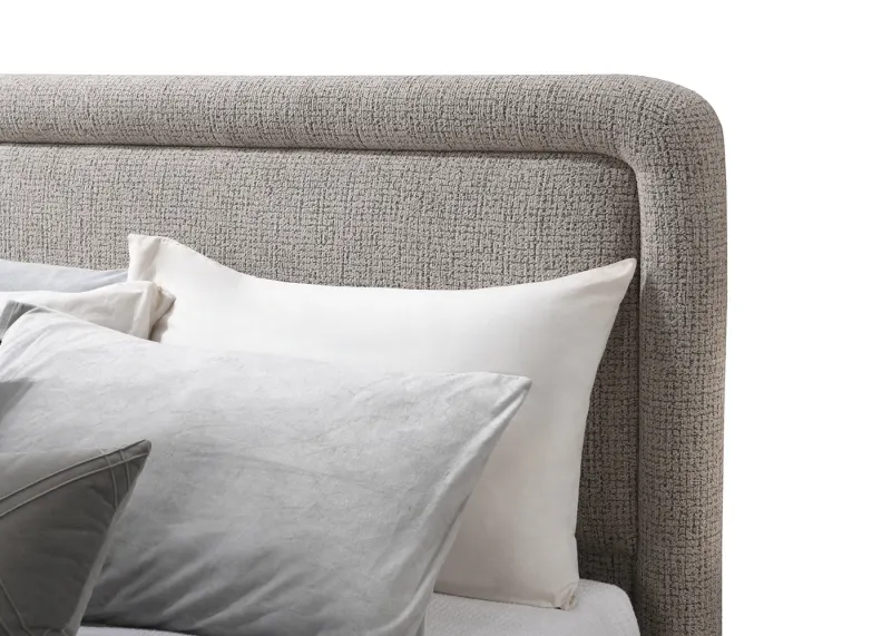 Arc Queen Bed | Almond Brown Fabric