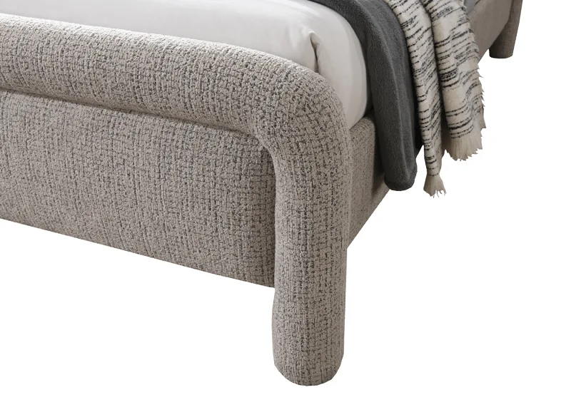 Arc Queen Bed | Almond Brown Fabric