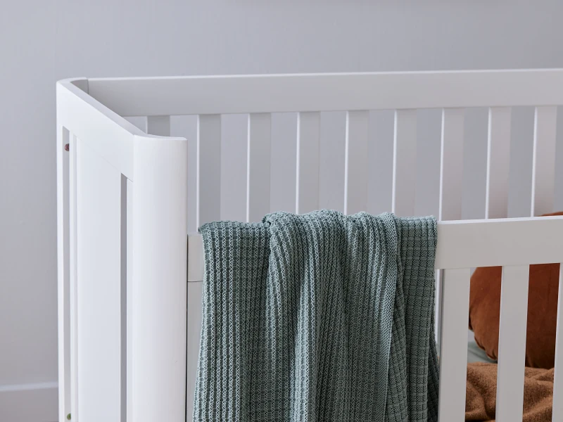 Aster Hardwood Convertible Baby Cot | White