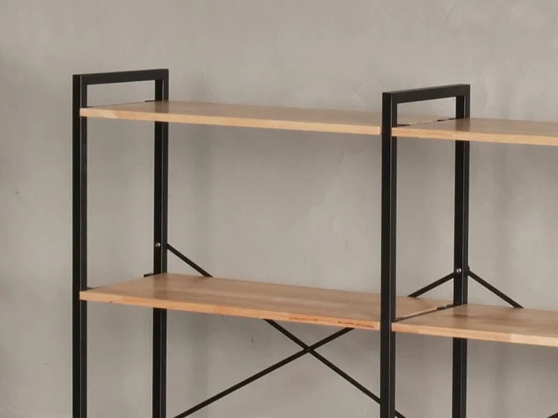 Axel 2PCE Modular Shelving Unit | Black Steel & Natural Hardwood | Medium (1675mm)