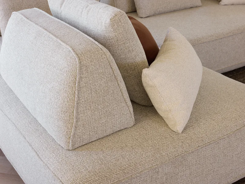 Bean 2PCE Living Room Package | Rustic Walnut | Beige Fabric