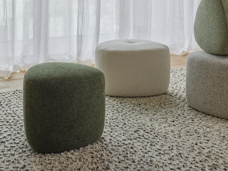 Bean Green Fabric Ottoman | Small