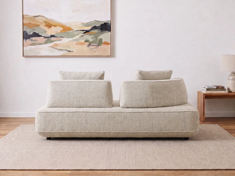Bean Modular Sofa | Curved Corner Backrest | Beige Fabric