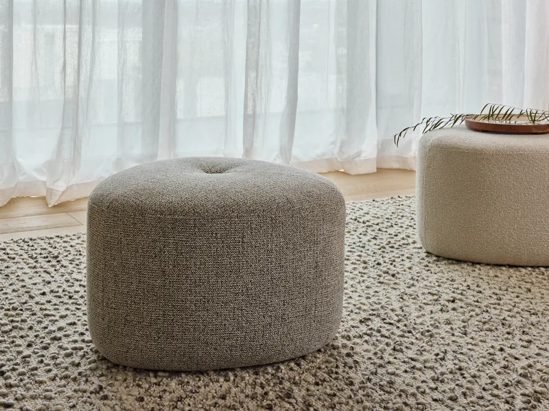 Bean Oat Fabric Ottoman | Large