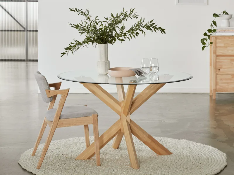 Bella 5PCE Round Glass Dining Set | Natural