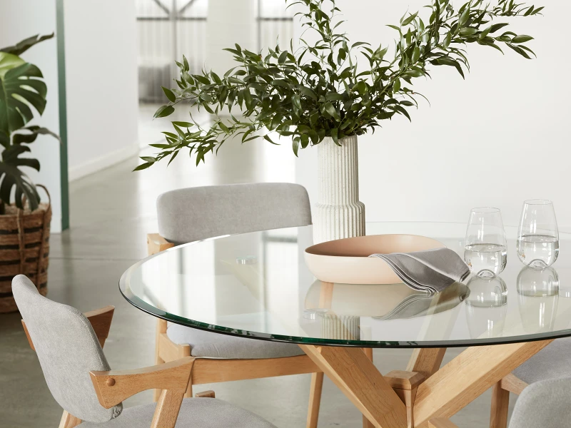 Bella 5PCE Round Glass Dining Set | Natural