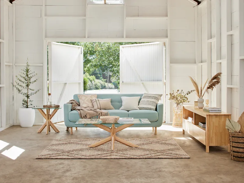 Bella Coffee Table  | Glass Top | Natural Hardwood Frame 