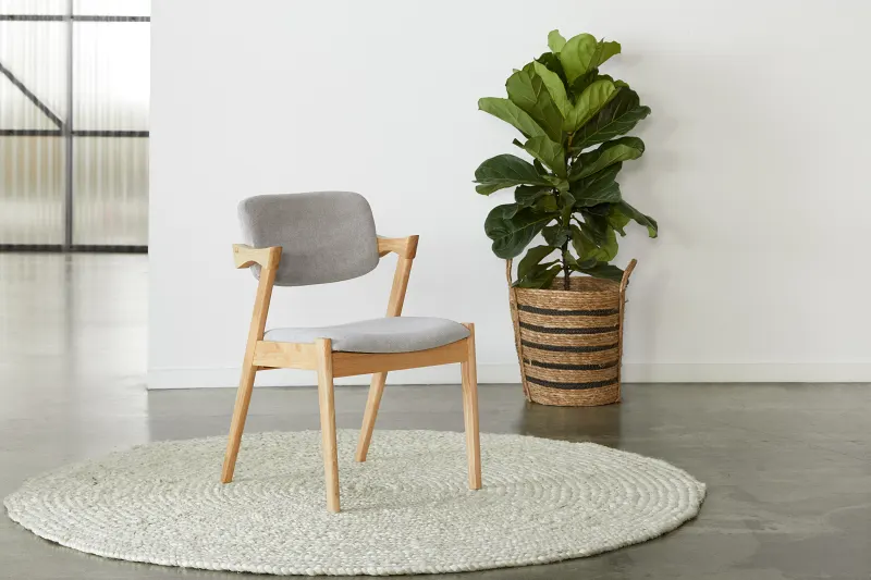 Bella Hardwood Dining Chair | Natural | Grey