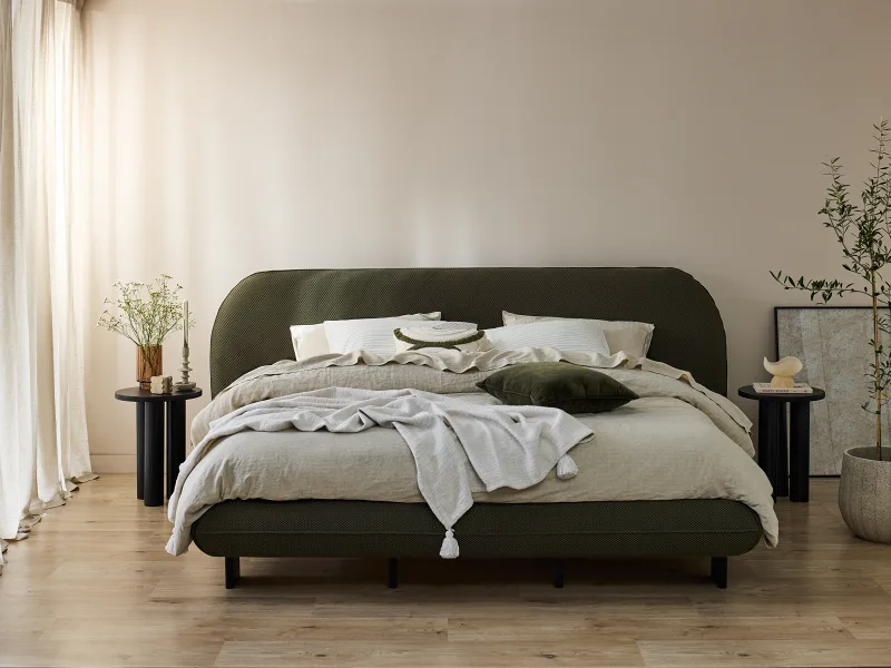 Berlyn 3PCE Queen Bedroom Suite | Olive Green Waffle Fabric