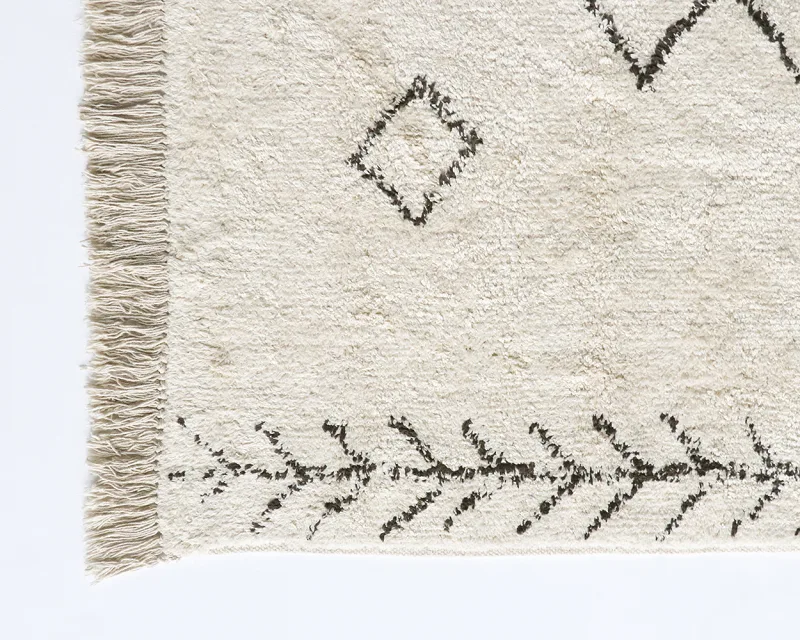 Bjorn Aztec Pattern Cotton Rug | Beige