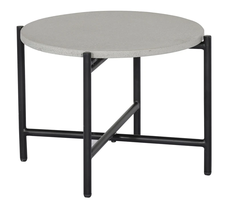 Carpiano Round Outdoor Side Table Black | Grey