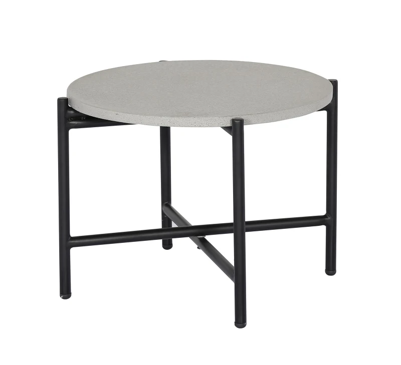 Carpiano Round Outdoor Side Table Black | Grey