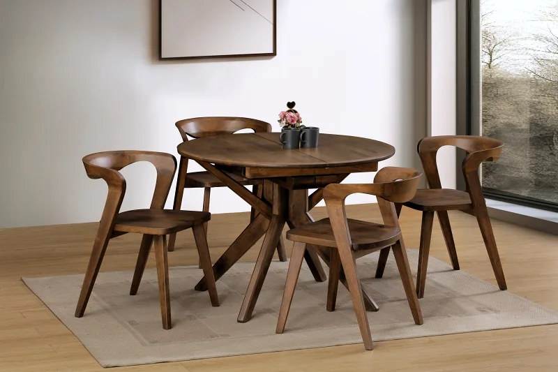 Casa Hardwood Extendable Dining Table | Round | Rustic Walnut
