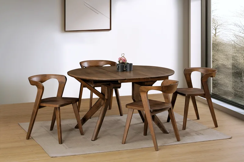 Casa Hardwood Extendable Dining Table | Round | Rustic Walnut