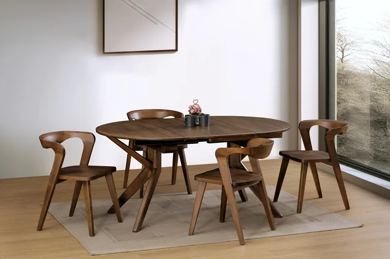Casa Hardwood Extendable Dining Table | Round | Rustic Walnut