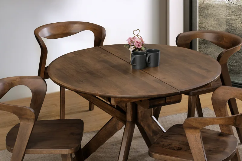 Casa Hardwood Extendable Dining Table | Round | Rustic Walnut