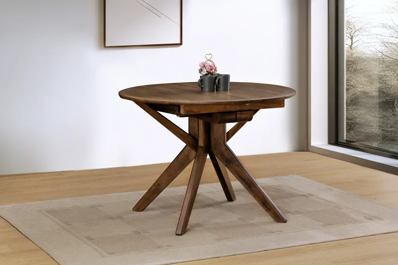 Casa Hardwood Extendable Dining Table | Round | Rustic Walnut