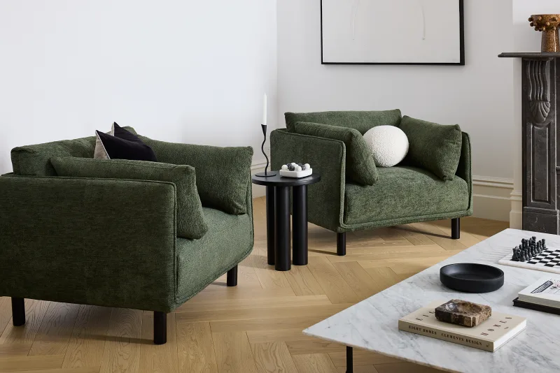 Coco 3PCE Armchair Package | Green & Black
