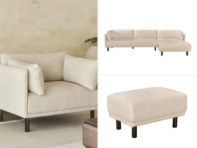 Coco 3PCE Living Room Package | Right Chaise | Beige