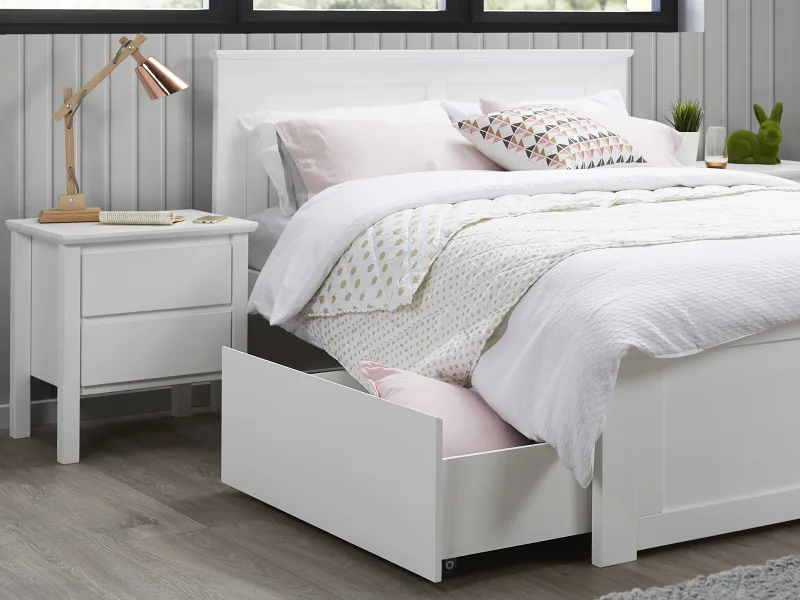 Coco 5PCE White Double Bedroom Suite | Storage