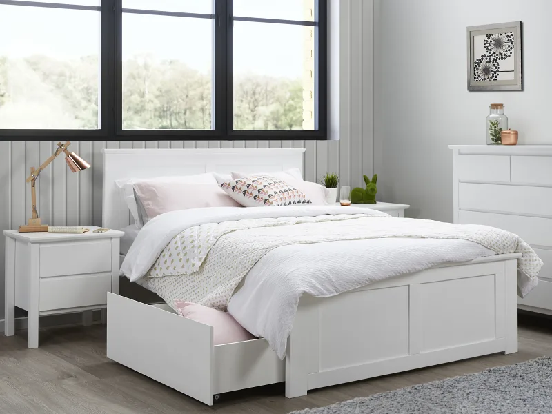 Coco 5PCE White Double Bedroom Suite | Storage