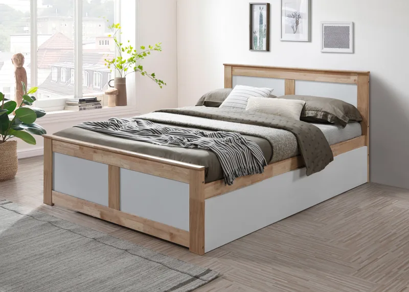 Coco Double Bed with Trundle | Natural Hardwood Frame