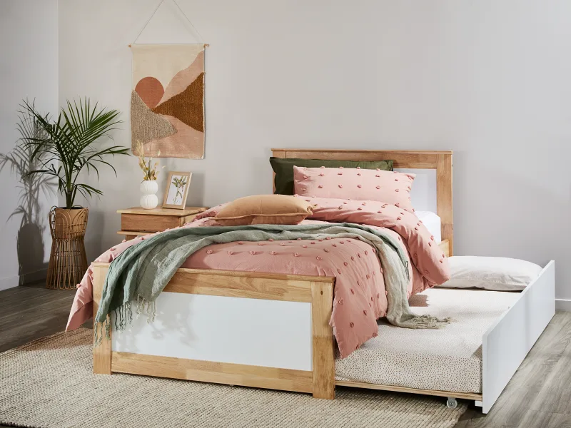 Coco Kids King Single Bedroom Buddy Package | Bed + Mattresses with Trundle