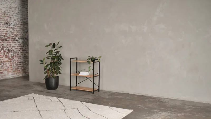 Axel Modular Main Shelving Unit | Black Steel & Natural Hardwood | Short (1005 x 850mm)