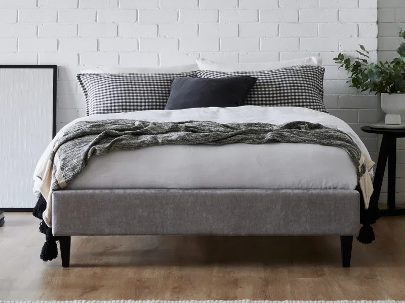 Cannes 2PCE Double Upholstered Headboard and Bed Base Bundle | Grey Fabric