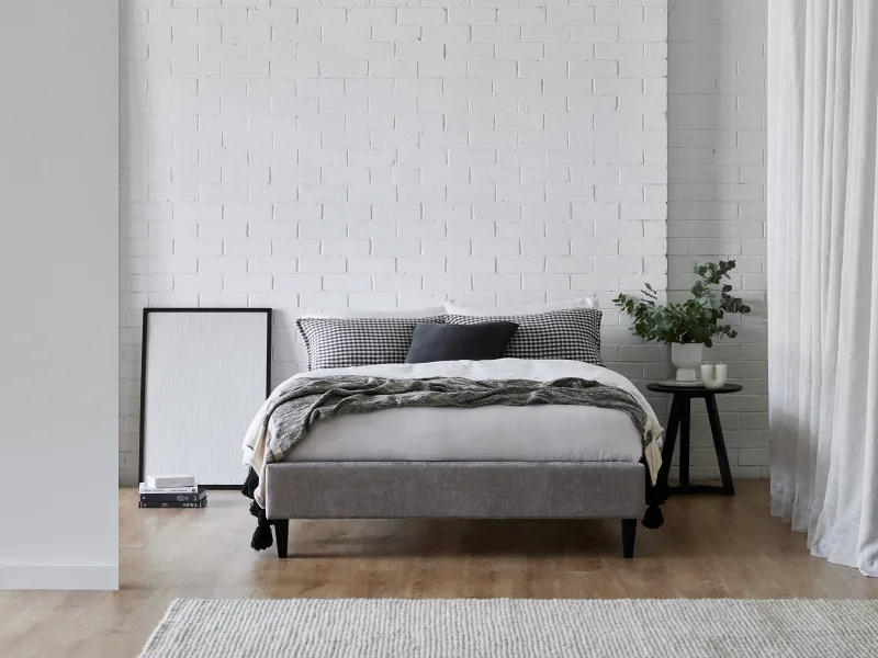 Cannes 2PCE Double Upholstered Headboard and Bed Base Bundle | Grey Fabric
