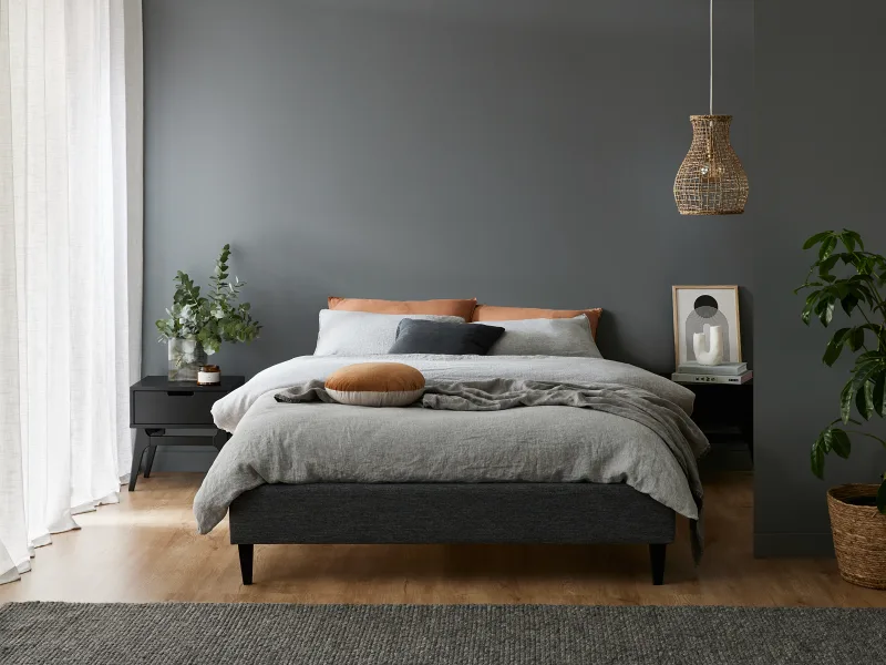 Cannes Queen Upholstered Bed Base | Charcoal Fabric