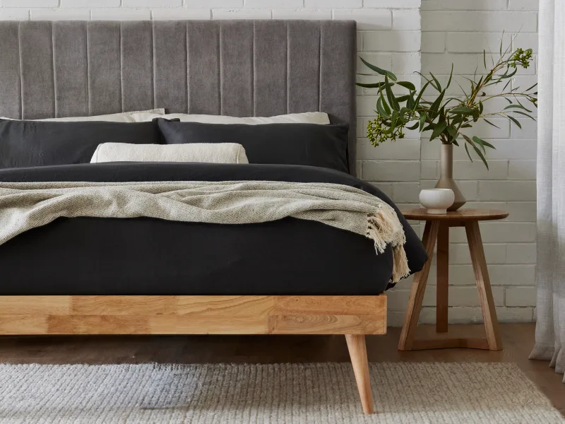 Franki 2PCE Double Headboard and Bed Base Bundle | Natural & Grey Fabric
