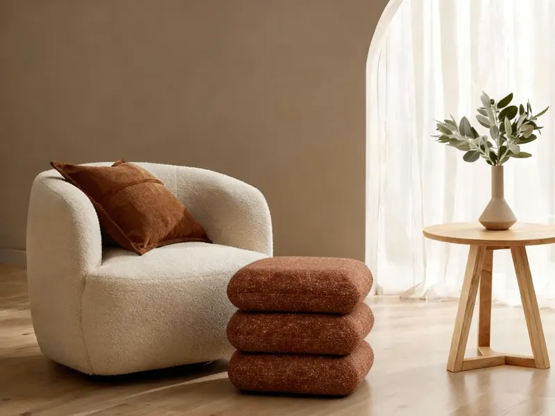 Cosy 3CPE Living Room Package | White & Rust Fabric