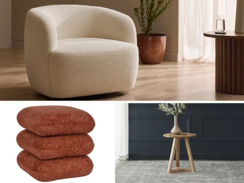 Cosy 3CPE Living Room Package | White & Rust Fabric