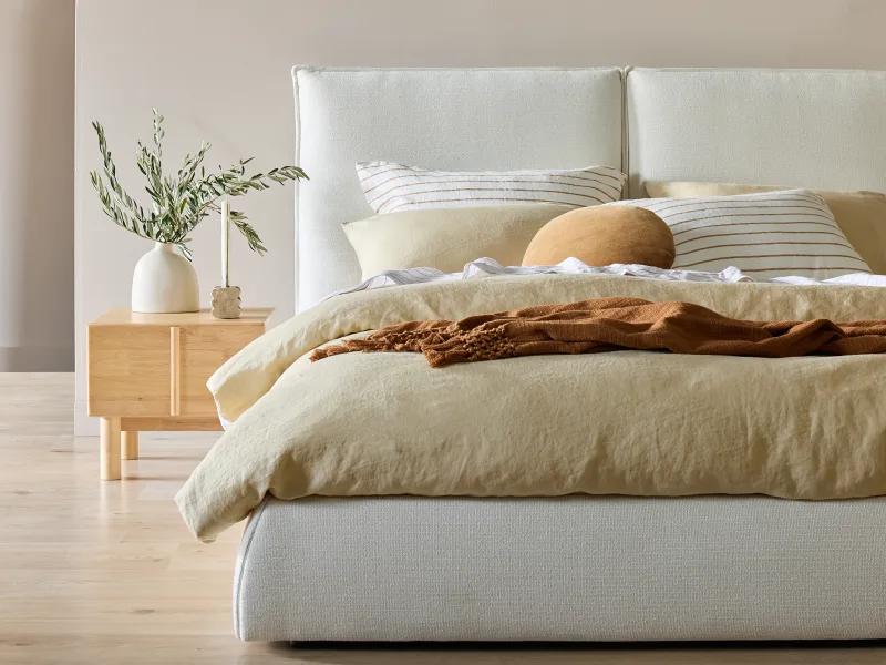 Cosy Queen Bed | Ivory Fabric