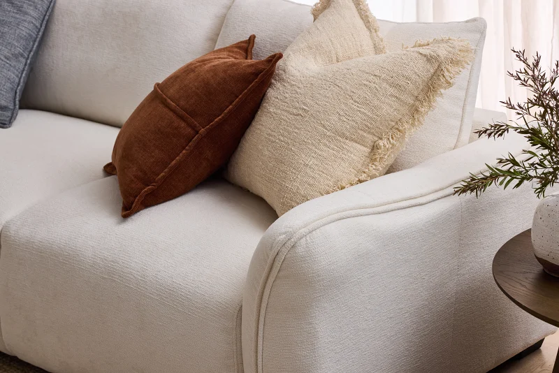 Cosy White Corner Sofa with Storage Ottoman