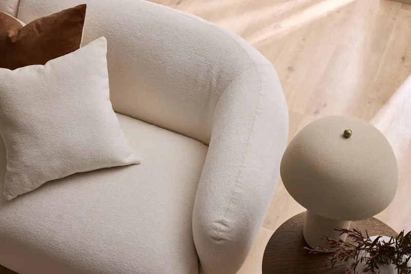 Courbe 2PCE Living Room Package | Left Chaise | White & Rustic Walnut