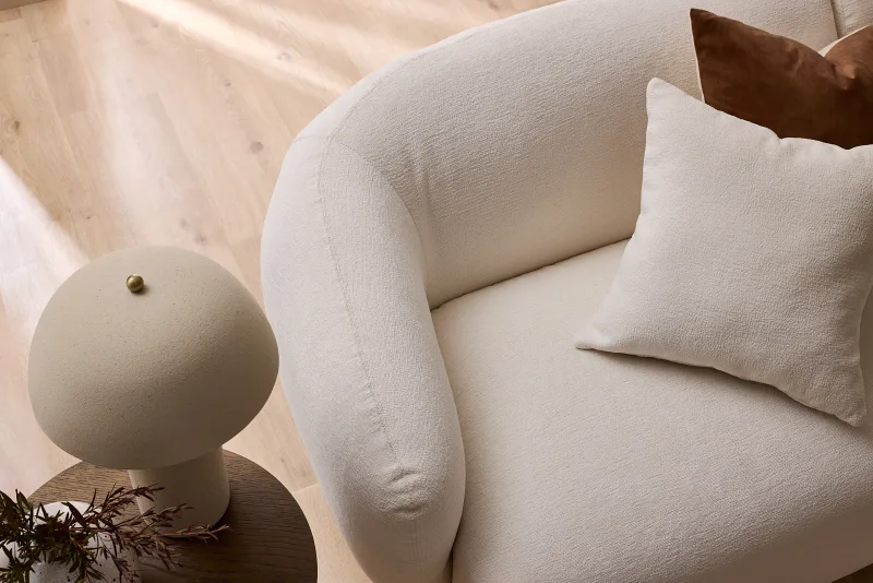 Courbe 2PCE Living Room Package | Right Chaise | White & Rustic Walnut