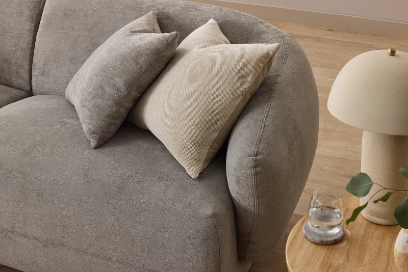 Courbe Light Grey Curved Chaise Sofa | Left Chaise | Sectional Sofa