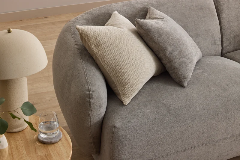 Courbe Light Grey Curved Chaise Sofa | Right Chaise | Sectional Sofa