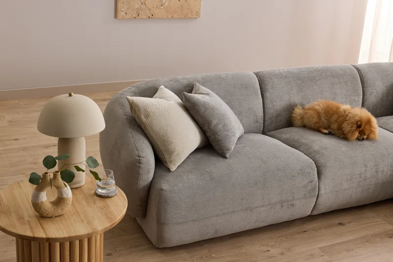 Courbe Light Grey Curved Chaise Sofa | Right Chaise | Sectional Sofa